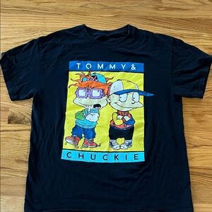 Nickelodeon Black Tee with Tommy & Chuckie Print